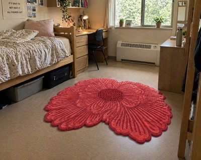 Nordic Style Flower Wool Area Rug Hand Tufted Irregular Large Living Room Carpet