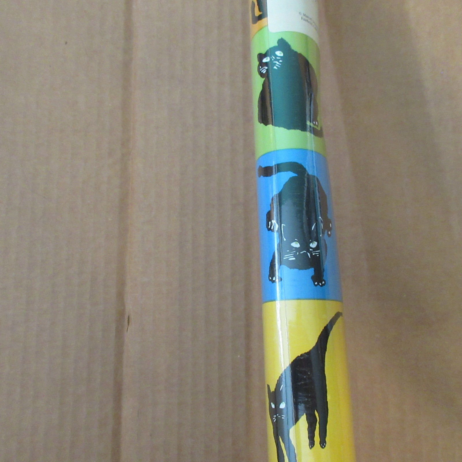Vtg NOS Roll Gift Wrap Wrapping Paper Marcel Schurman 30"x5' Black Cats Pop Art