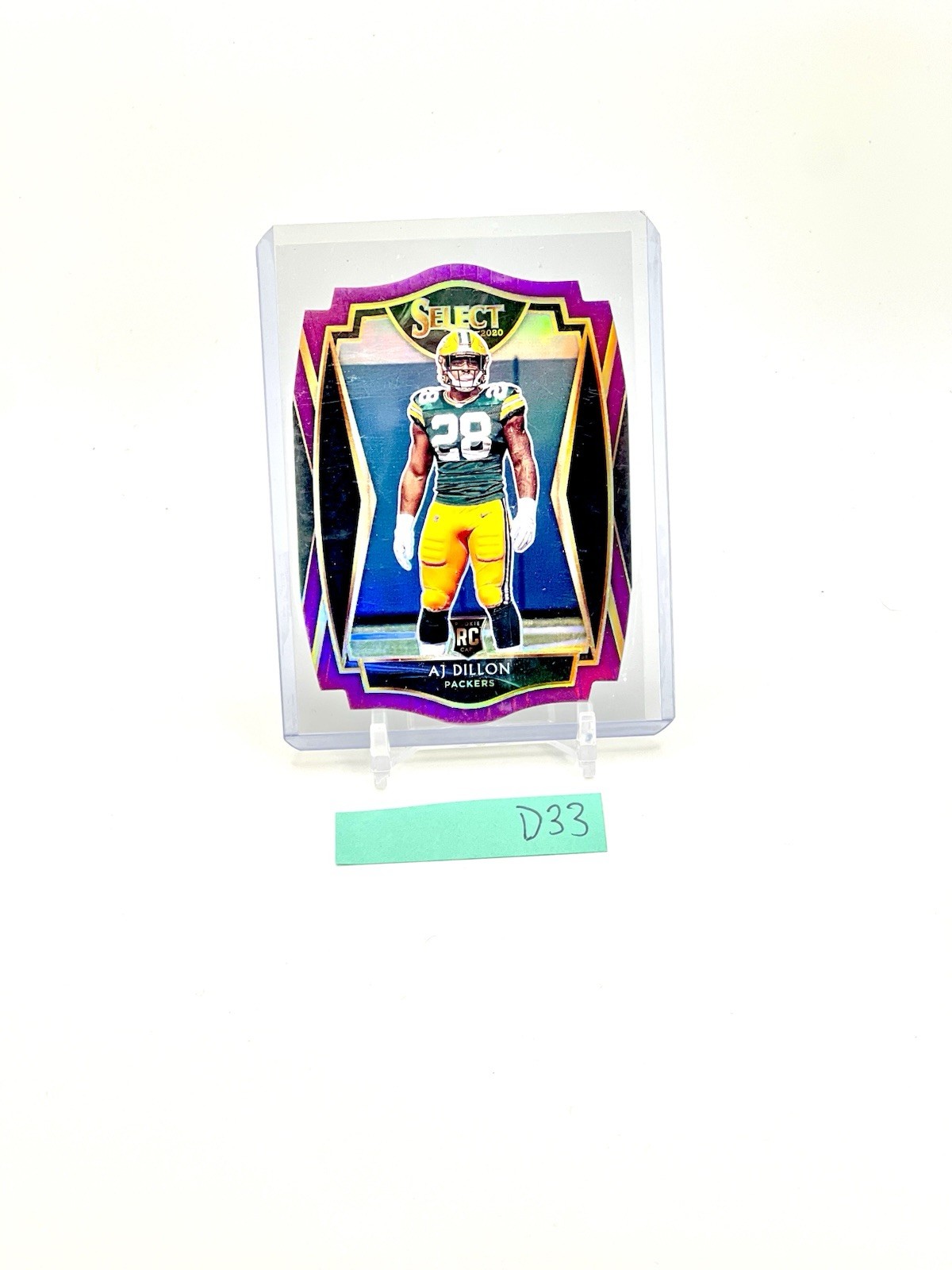 2020 Panini Select - Premier Level AJ Dillon #165 Purple Prizm Die-Cut (RC)