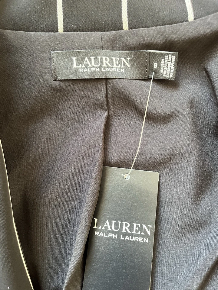 Lauren Ralph Lauren Black & Silver Striped Blazer Size 10uk / 6us. BNWT - Image 4 of 4