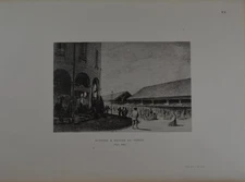 Antique Paris France Art Print Temple Market Map 1860 French Expo 1900 Original