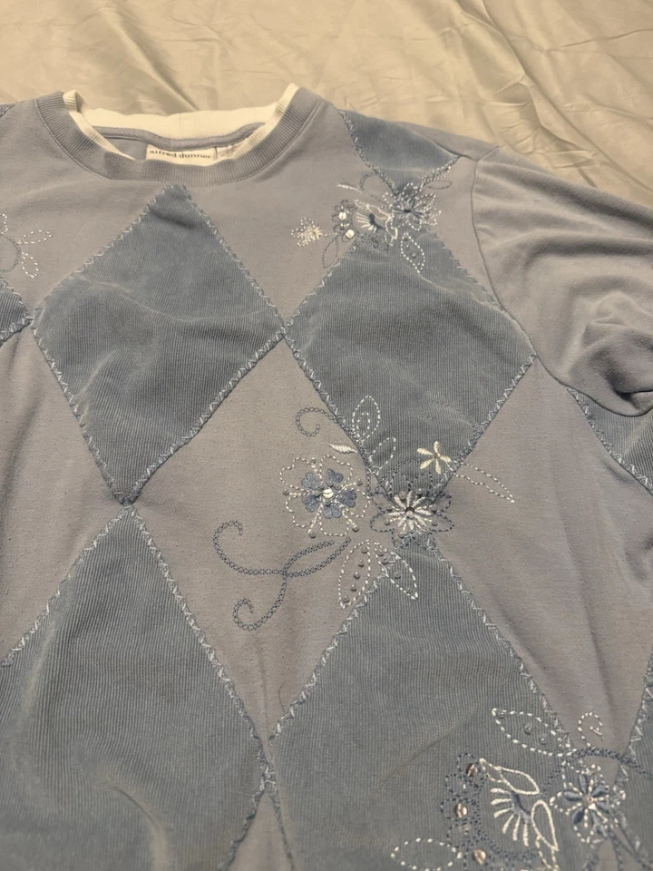 Alfred Dunner Mujer Acogedora Sudadera Diamante Acolchada Lentejuelas Mujer Talla 1X  Foto 2 de 4