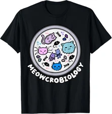 Meowcrobiology Microscopic Cats Science Pet School Biology T-Shirt