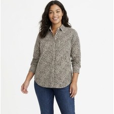 J. Crew Leopard Print 100 Silk Long Sleeve Button Down size 2