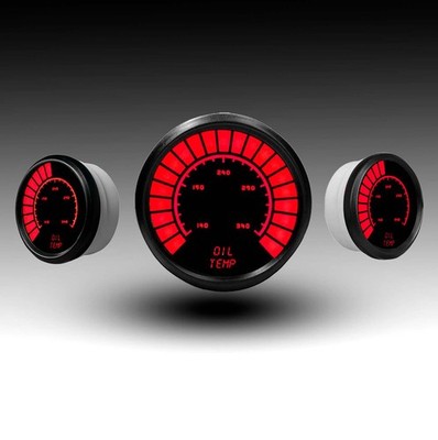 Intellitronix Red LED Analog Oil Temp Gauge - Black Faceplate / Black Bezel