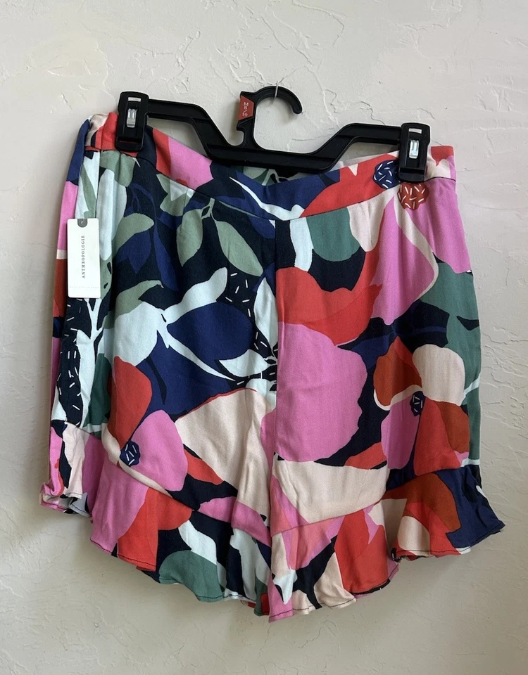 Pantalones Cortos Maeve Anthropologie Floral Envolvente Corbata Falda Nuevos con Etiquetas 8 Skort Volantes Volantes Foto 2 de 4