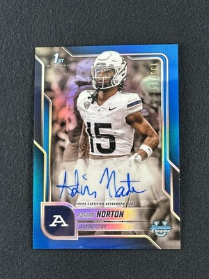 2025 Bowman Chrome U ADRIAN NORTON 1st Blue Refractor Auto /150 #BCA-AN Akron