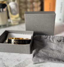 Bracciale teschio smalto nero e tono oro Alexander McQueen originale £250, nuovo