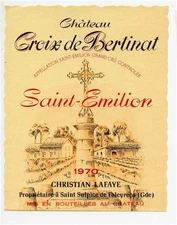 Chateau Croix de Bertinat Saint Emilion 1970 Christian La Faye Wine Label