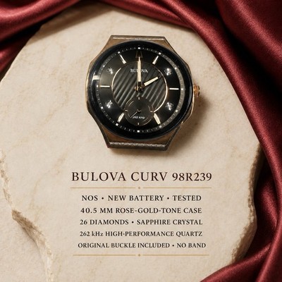Bulova CURV 98R239 Diamond Rose Gold 262kHz Watch NOS Buckle No Band
