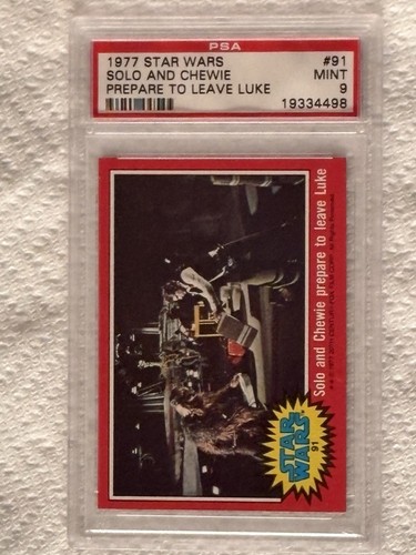 1977 Topps Star Wars #91 Solo and Chewie prepare to leave Luke