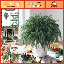 10 Pcs Real Touch Artificial Pine Stems 16" Xmas Greenery for DIY Decor