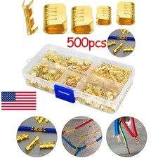 500PCS Non-Insulated Assortment Wire Cable U Shape Copper Terminals Crimp Kit US