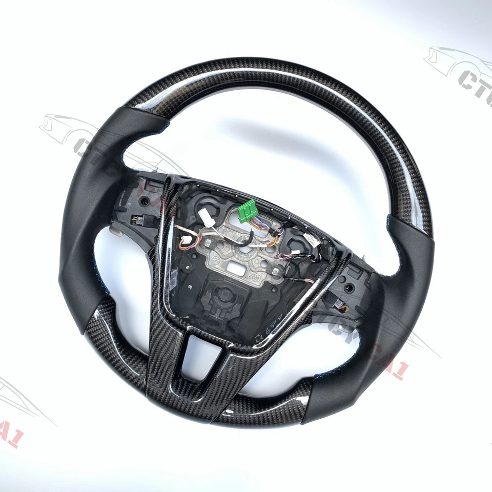 Volante de fibra de carbono personalizado para Volvo V60 S60 XC60 S80 2011-19 con moldura Foto 3 de 4