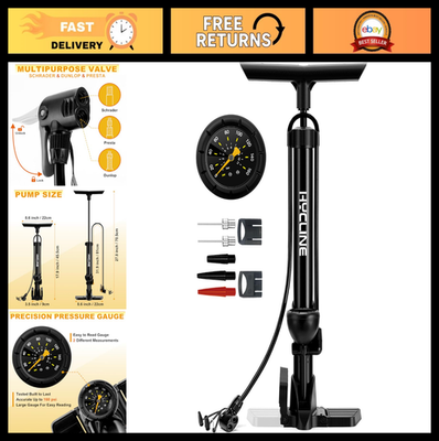 #ad #ad High Pressure Bike Floor Pump with Gauge 160 PSI Fits Presta amp; Schrader Valve $27.19