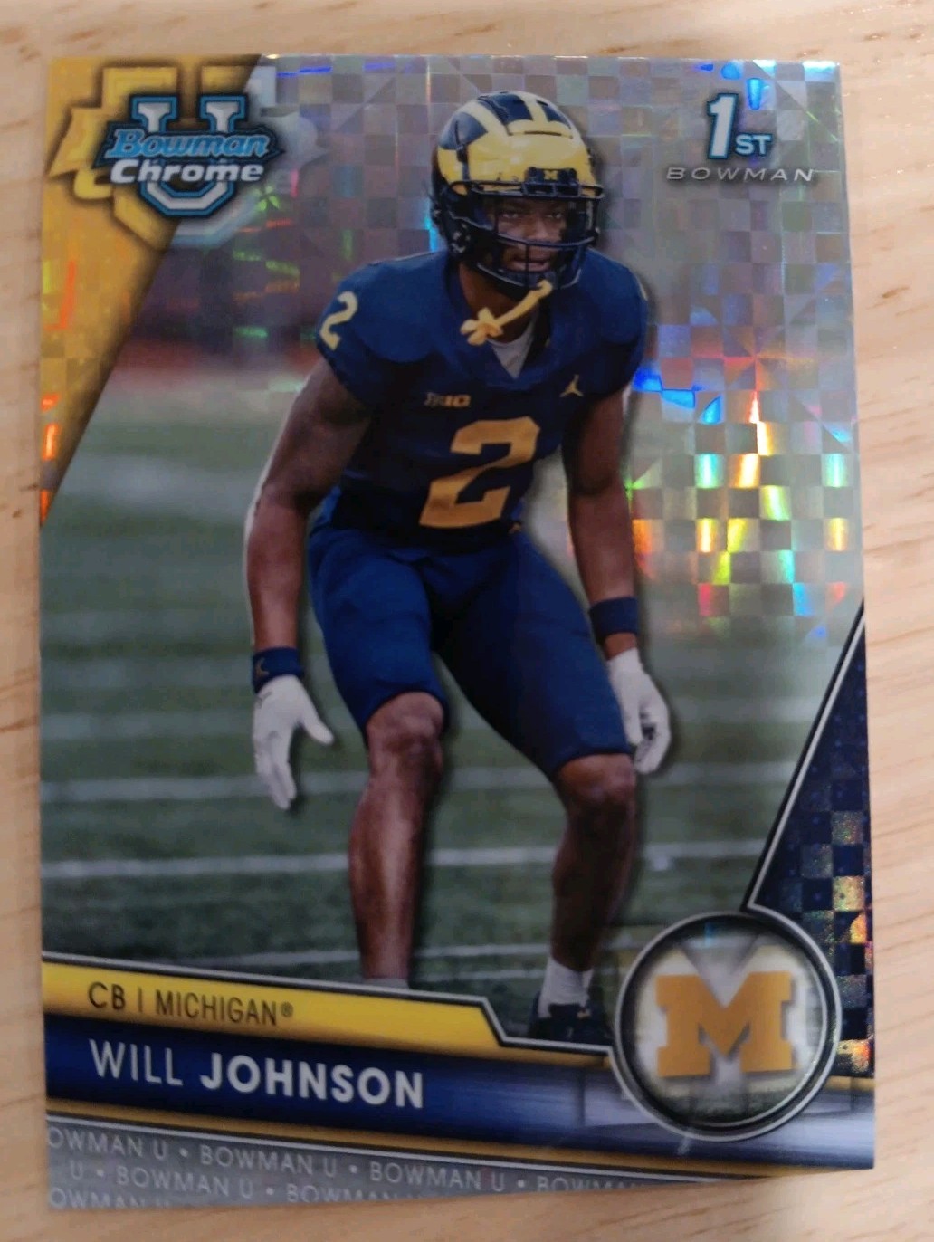 2023 Bowman Chrome University WILL JOHNSON RC X-FRACTOR - 1st Bowman Michigan