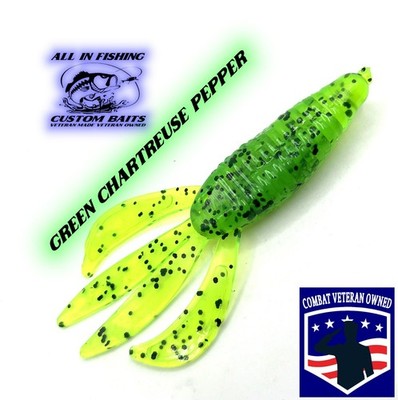 10ct Green Chartreuse Pepper 4.25 Creature bait rocket bass fishing .