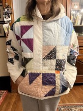 Upcycled By Me Handmade Quilt Hoodie Jacket Women Unisex Med Large Oversized