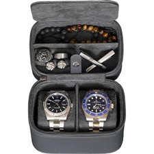2 Watch Travel Case Storage Organizer for 2 Watches  Watch Case for Men and ...