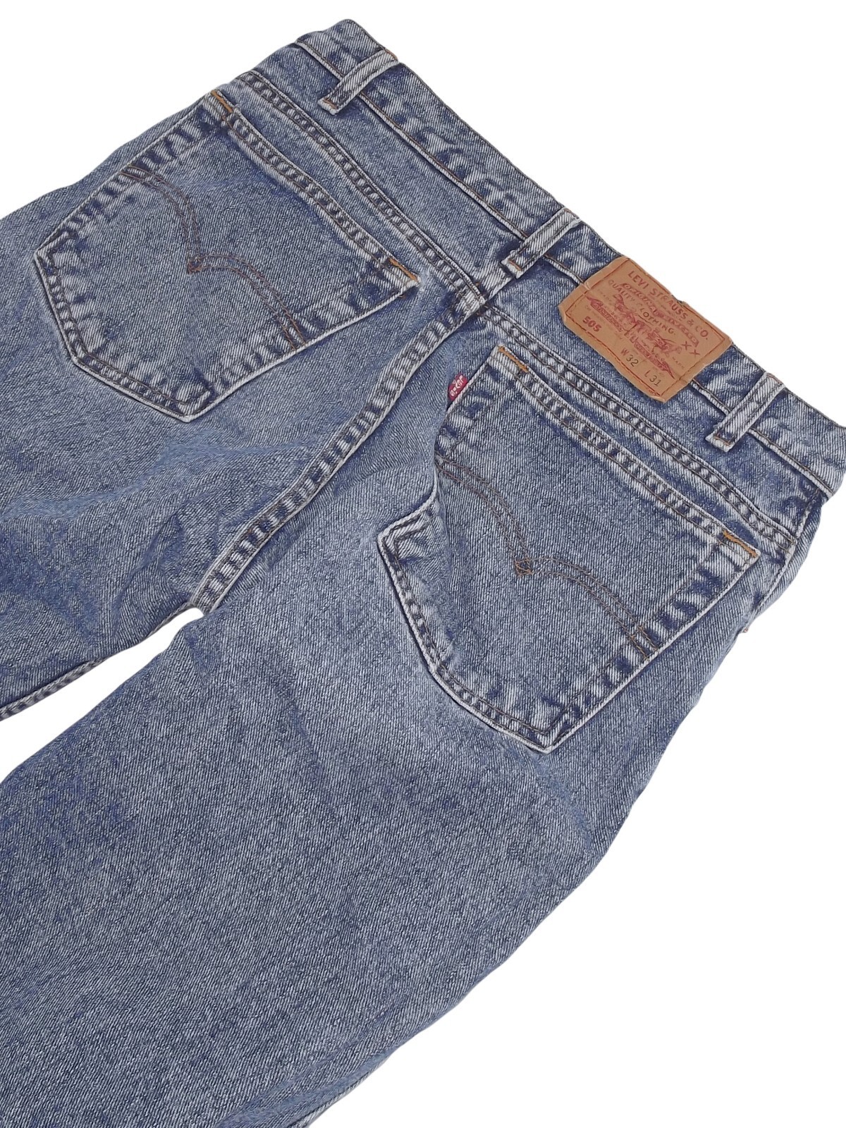 Levi's 505 Women's Blue Jeans Size 46 Fringe Knee Remade image 6