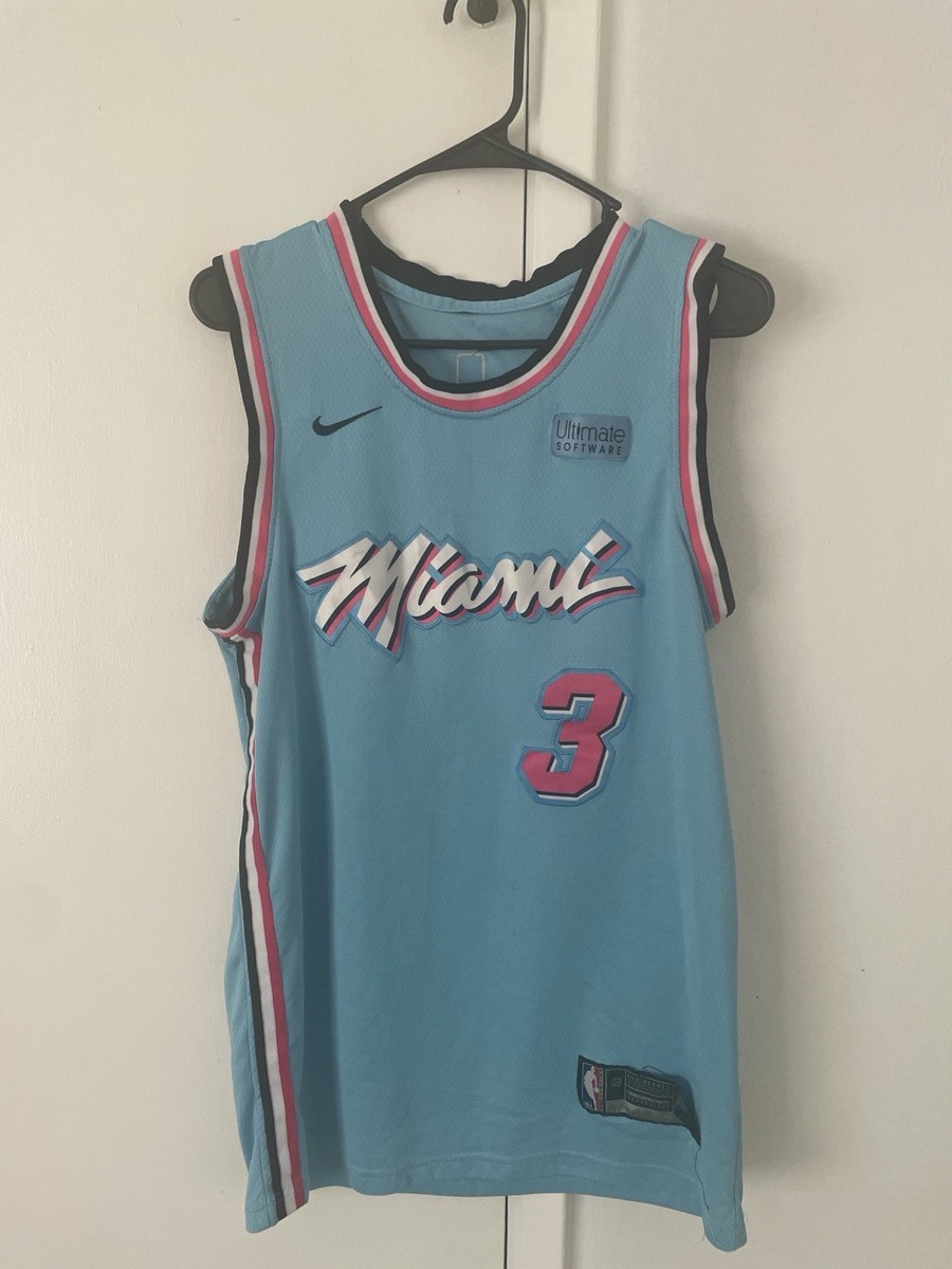 Nike Miami Heat Vice City Blue Dwyane Wade Men’s Swingman Jersey, Size Large