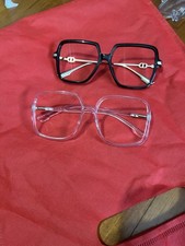Lot 2 Eyeglasses frames - women  s oversized Cute Blak-clear