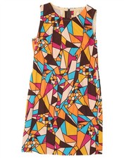 VINTAGE Womens Sheath Dress UK 12 Medium Multicoloured Geometric CS04