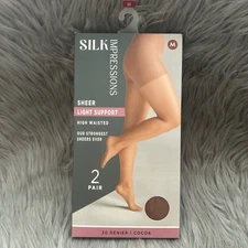 Silk Impressions Light Support Sheer Tights Women Size Medium Cocoa High Waisted