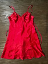 Y2K Vintage Victoria's Secret Red Satin Lace-Trim Chemise