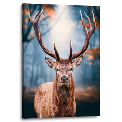 HIRSCH LEINWAND BILD WANDBILD NATUR DEKO KUNSTDRUCKE BILDER TIERE WOHNZIMMER XXL