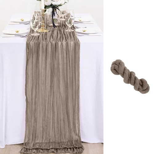 Cheesecloth Table Runner, 10ft Boho Gauze Fabric Table Runner, Brown Cheese - Picture 1 of 7