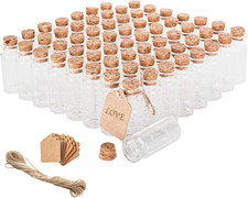 64PCS Cork Stoppers Glass Bottles, DIY Decoration Small Tiny Glass Jars
