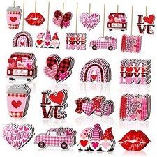 36 Pcs Valentine s Day Wooden Hanging Ornaments Valentines Tree Decorations