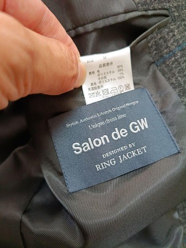 Chaqueta Ring x Salon de GW Chaqueta a Cuadros a Medida Mezcla de Lana Gris M - Imagen 23 de 24