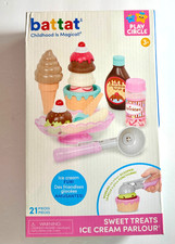 BATTAT PLAYCIRCLE SWEET TREAT ICE CREAM PARLOUR PLAYSET, 21 PIECES, NEW