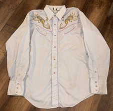 Vtg Levi's Western Pearl Snap Shirt Men's Med Embroidery Smiley 70s Rockabilly