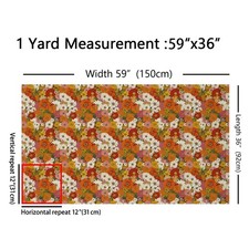 Homewish Colorful Flowers Fabric By The Yard 70S Groovy Daisy Vintage Floral