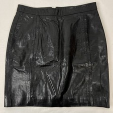Red Valentino 795 Black Leather Skirt Size: 2