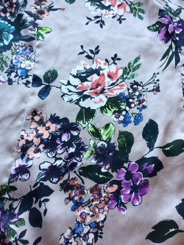 Be Beau Size 8 Lilac Grey Floral Silky Long Sleeved Top Button Cuffs - Picture 5 of 8