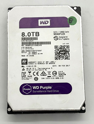 WD Purple 8TB 5400RPM SATA 6Gb/s 128MB Cache 3.5