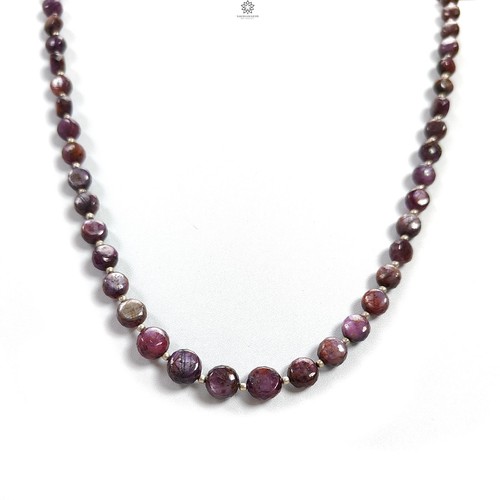 170.00cts Natural Untreated Pink Sapphire Round Brass Beads Necklace 4mm-9mm 20" - Picture 5 of 7