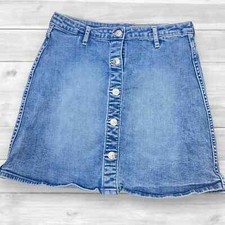 Girls H M Button Up Denim Mini Skirt
