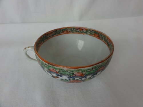 "Antigua taza de té medallón rosa porcelana china 3 5/16" - Imagen 9 de 12