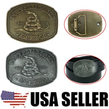 1/2PCS American Don't Tread On Me Snake Belt Buckle Antique Bronze Tone Silver
