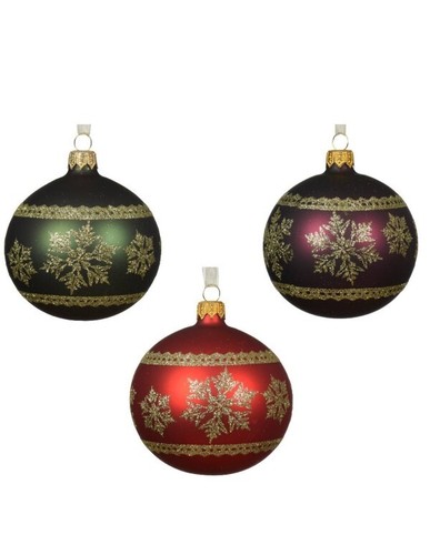 Pallina Albero Di Natale In Vetro Decorazioni Oro Fiocchi Di Neve 8cm - Foto 2 di 2