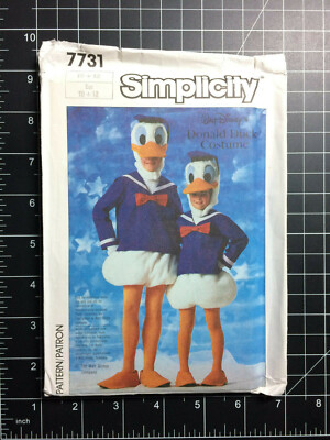 Simplicity #7731 ~ Pattern Disney Donald Duck Shirt Shorts ~ Child 10-12 ~ FF UC