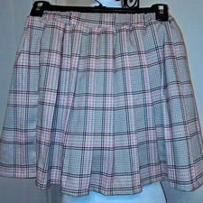 Handmade Pink Plaid Pleated Mini Skirt with built-in Undershorts Size Medium