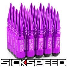 Sickspeed 20pc Purple Spiked Aluminum Extended 108mm 3 Pc Lug Nut 12x1.25 N12 Sickspeed 20pc Purple Spiked Aluminum Extended 108mm 3 Pc Lug Nut 12x1.25 N12