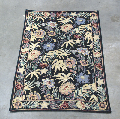 RRA 4X6 Chain Stitch Rug Allover Floral Design Black Carpet 23640 | eBay