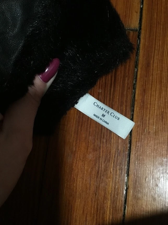 Guantes Charter Club de cuero para mujer con puños de piel sintética talla M Foto 3 de 4